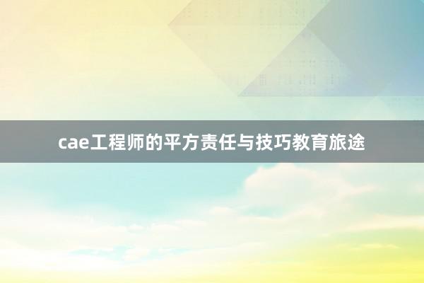 cae工程师的平方责任与技巧教育旅途