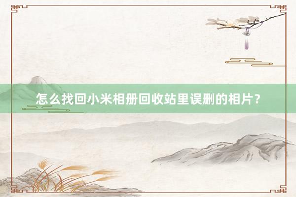 怎么找回小米相册回收站里误删的相片？